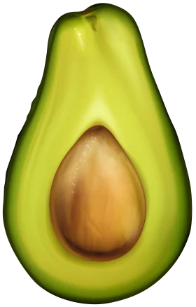 Fresh and Creamy Avocado Half Clipart with Warm Earthy Seed Design