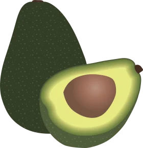 Fresh Green Avocado Clipart Illustration: Whole and Halved Fruit Design