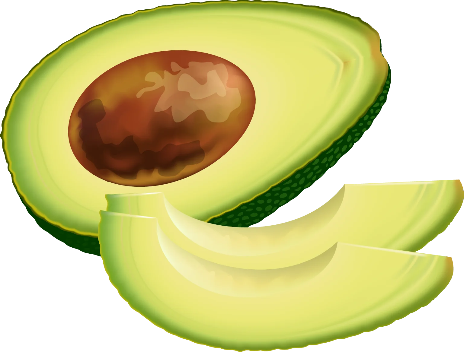 Fresh Green Avocado Halves Clipart: Creamy Nutritious Fruit Illustration