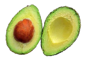 Fresh Green Avocado Halves Clipart with Warm Rustic Seed and Smooth Flesh