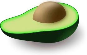 Fresh Half-Cut Avocado Clipart: A Realistic Digital Illustration of Green Fruit