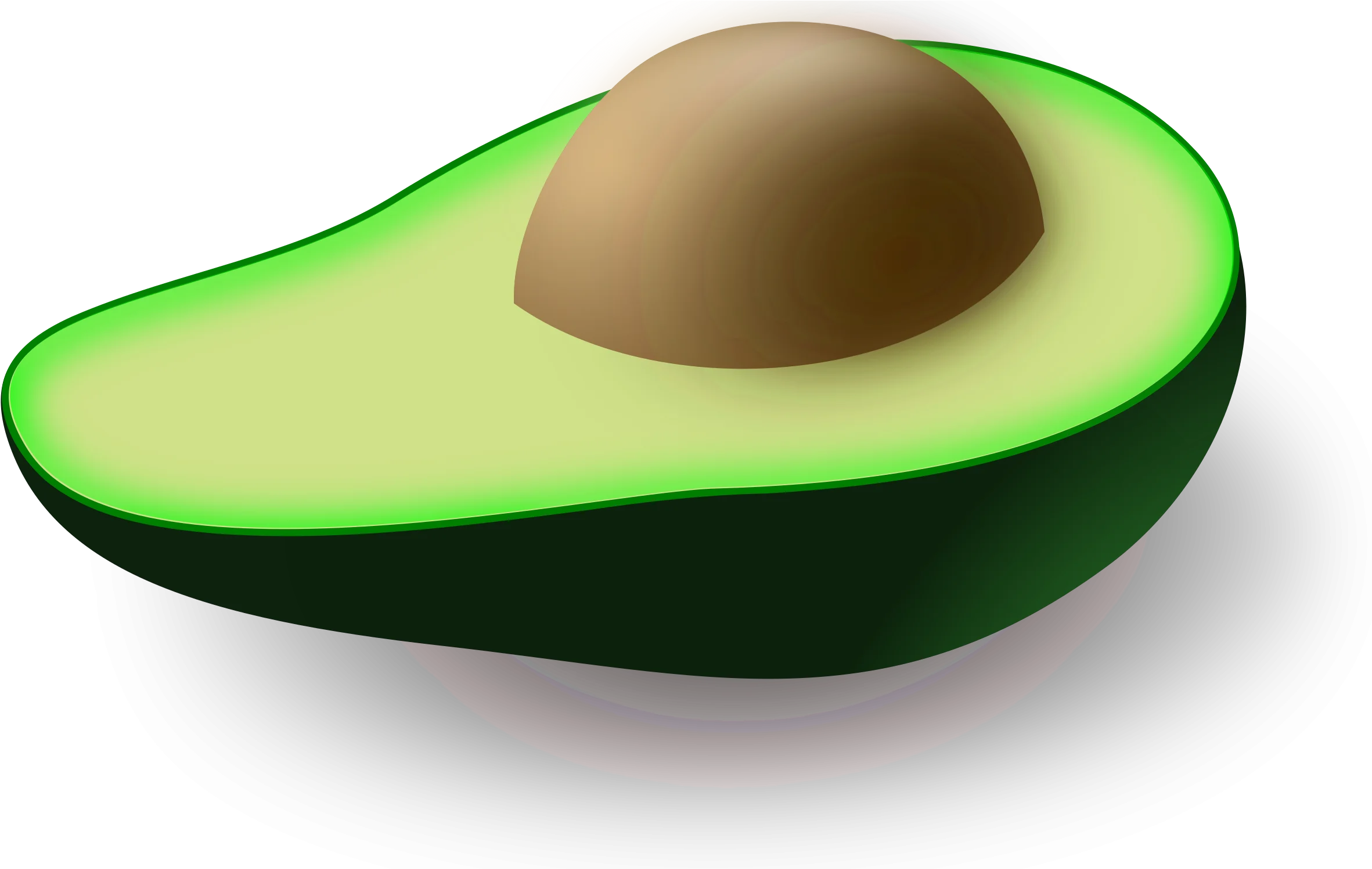 Fresh Half-Cut Avocado Clipart: A Realistic Digital Illustration of Green Fruit