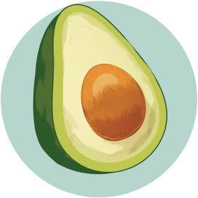 Fresh Halved Avocado Clipart Illustration with Smooth Color Gradient