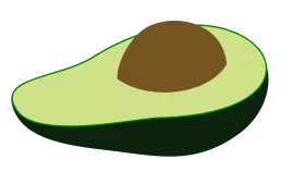 Minimalist Half Avocado Clipart Illustration with Smooth Gradient Colors