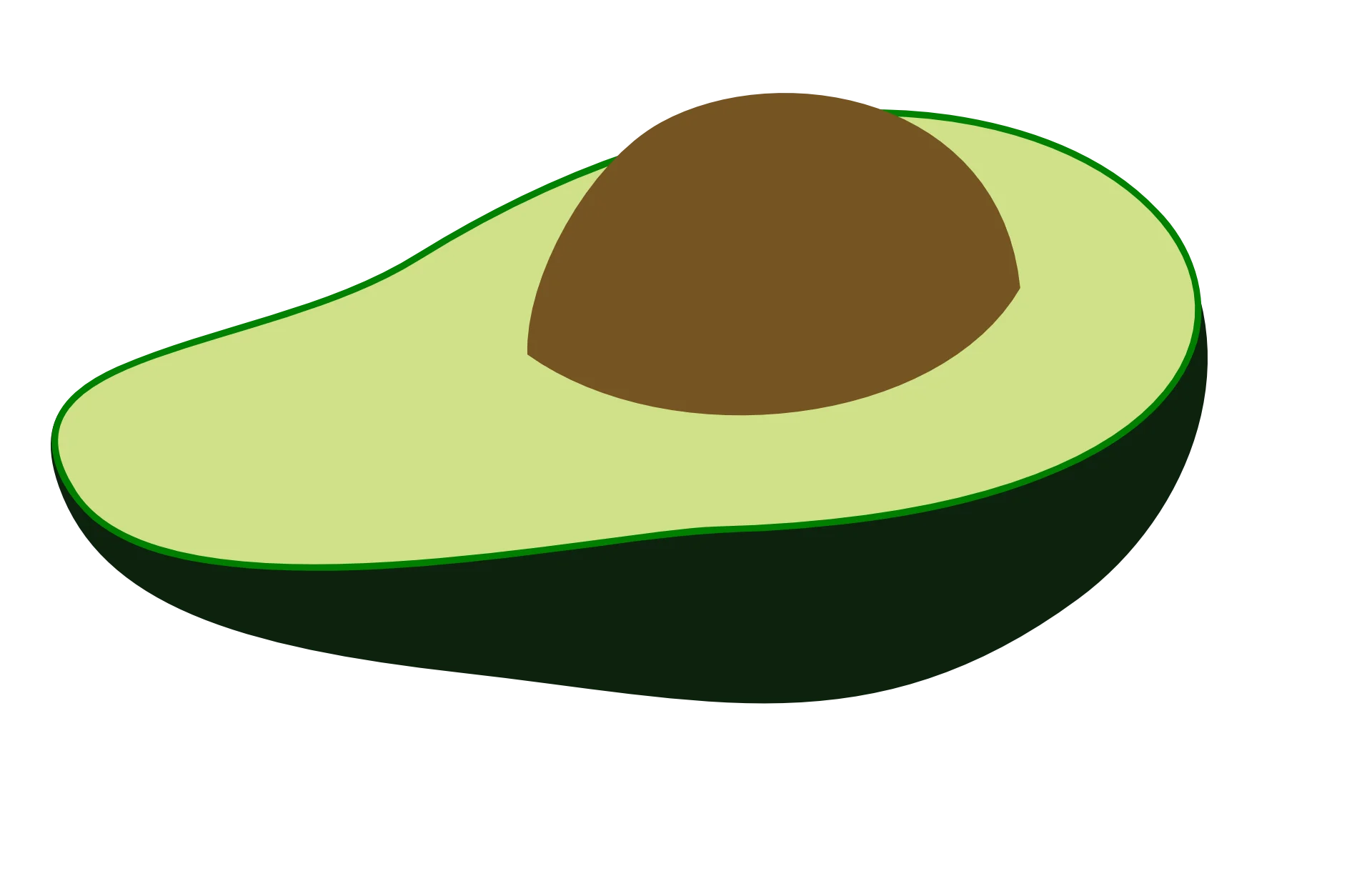 Minimalist Half Avocado Clipart Illustration with Smooth Gradient Colors