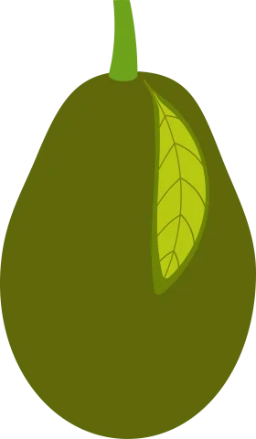 Simplistic Green Avocado Clipart Illustration with Distinctive Leaf Silhouette