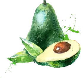 Watercolor Avocado Clipart: Artistic Illustration of Fresh Green Produce