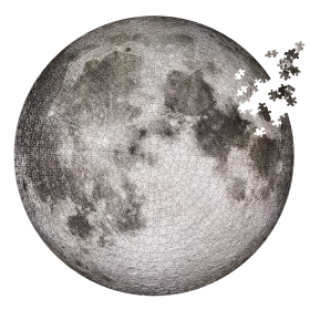 Celestial Lunar Puzzle Clipart: Intricate Monochromatic Moon Jigsaw Representation