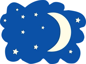 Dreamy Nighttime Sky Celestial Moon and Stars Whimsical Clipart Design