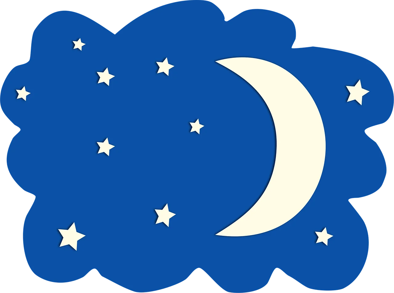 Dreamy Nighttime Sky Celestial Moon and Stars Whimsical Clipart Design