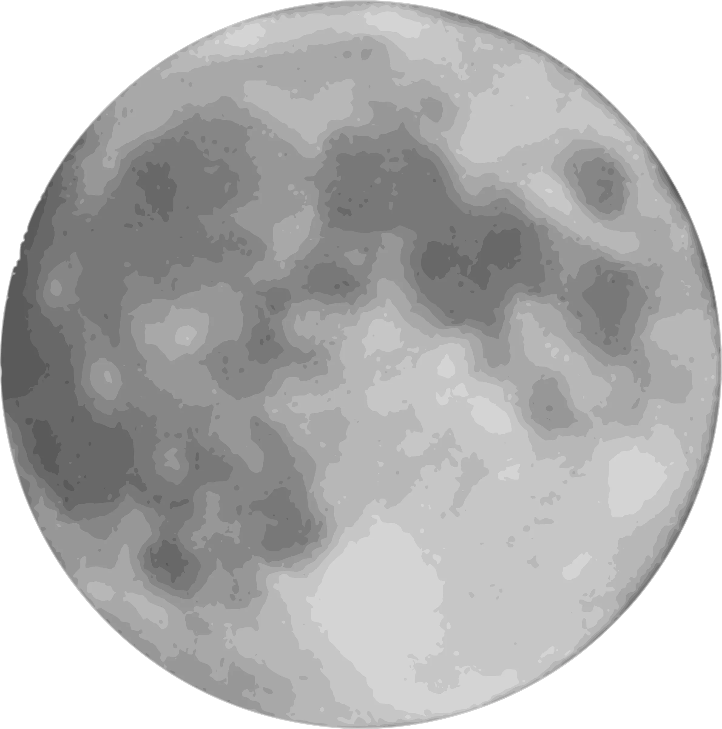 Grayscale Lunar Surface Detailed Monochrome Moon Clipart Illustration