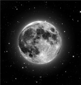 Monochromatic Lunar Landscape Clipart: Detailed Full Moon Celestial Photography