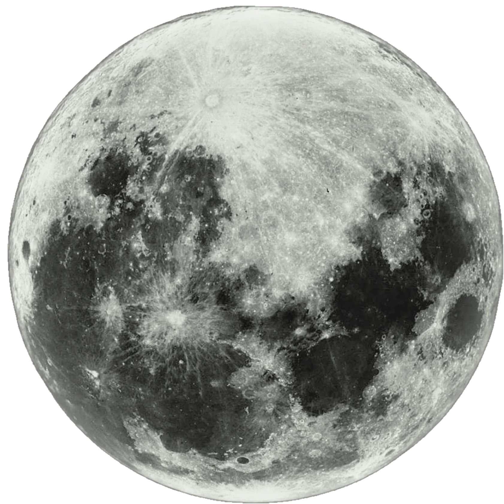Monochromatic Lunar Landscape Detailed Moon Clipart Illustration