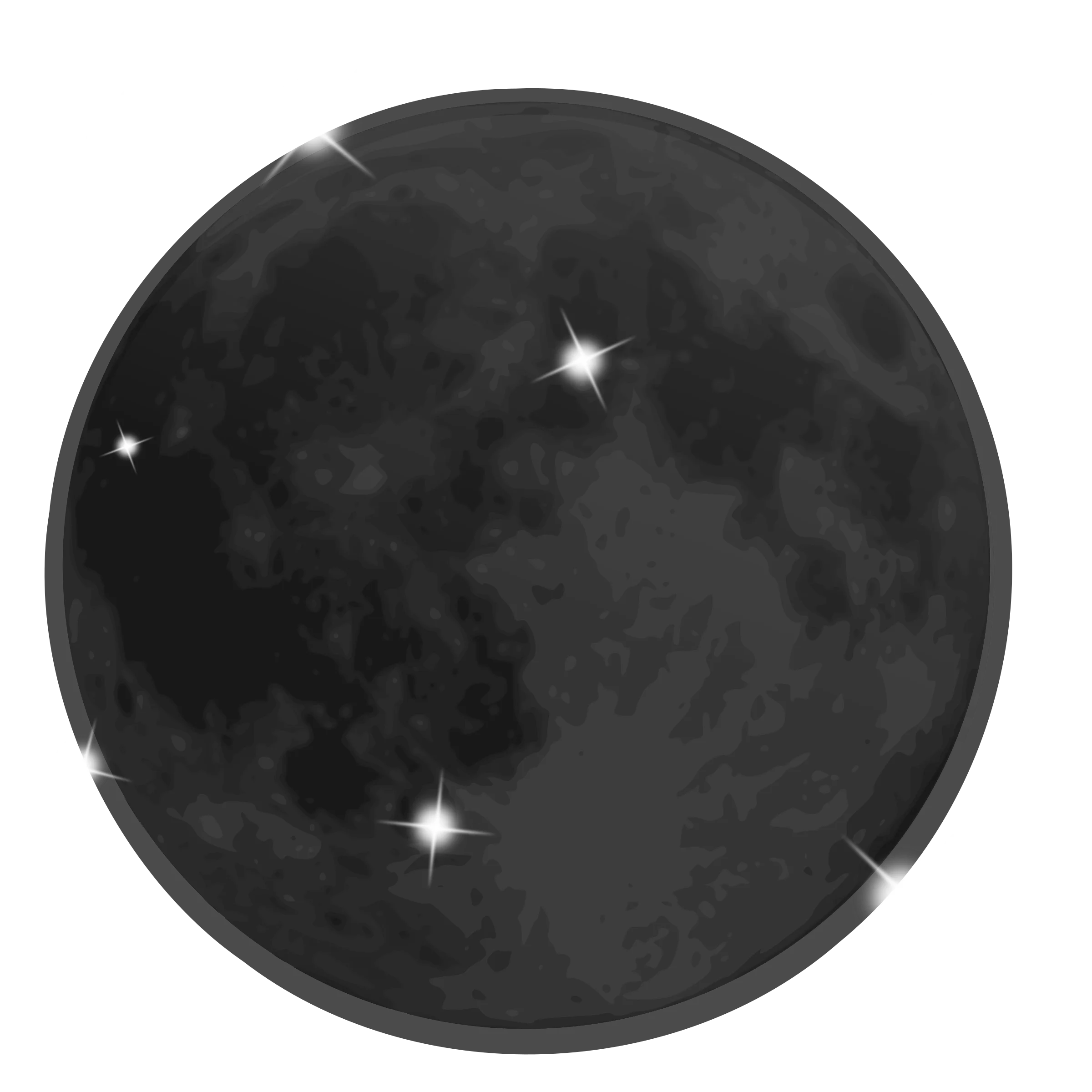 Monochromatic Lunar Surface Clipart with Starry Glimmering Highlights