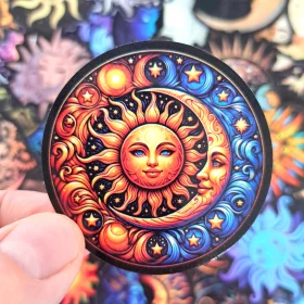 Radiant Celestial Sun and Moon Mandala Cosmic Clipart Design