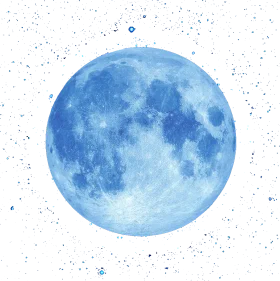 Serene Blue Lunar Clipart: Detailed Celestial Moon Illustration with Starry Background