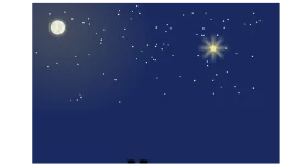 Serene Midnight Sky Clipart with Luminous Moon and Twinkling Stars