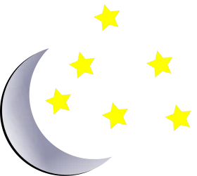 Serene Nighttime Celestial Clipart with Crescent Moon and Twinkling Stars