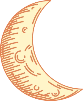 Whimsical Crescent Moon Vintage Style Hand-Drawn Clipart Illustration