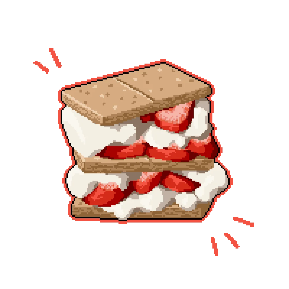Delectable Pixel Art S'mores Clipart: Toasty Graham Cracker Dessert Delight