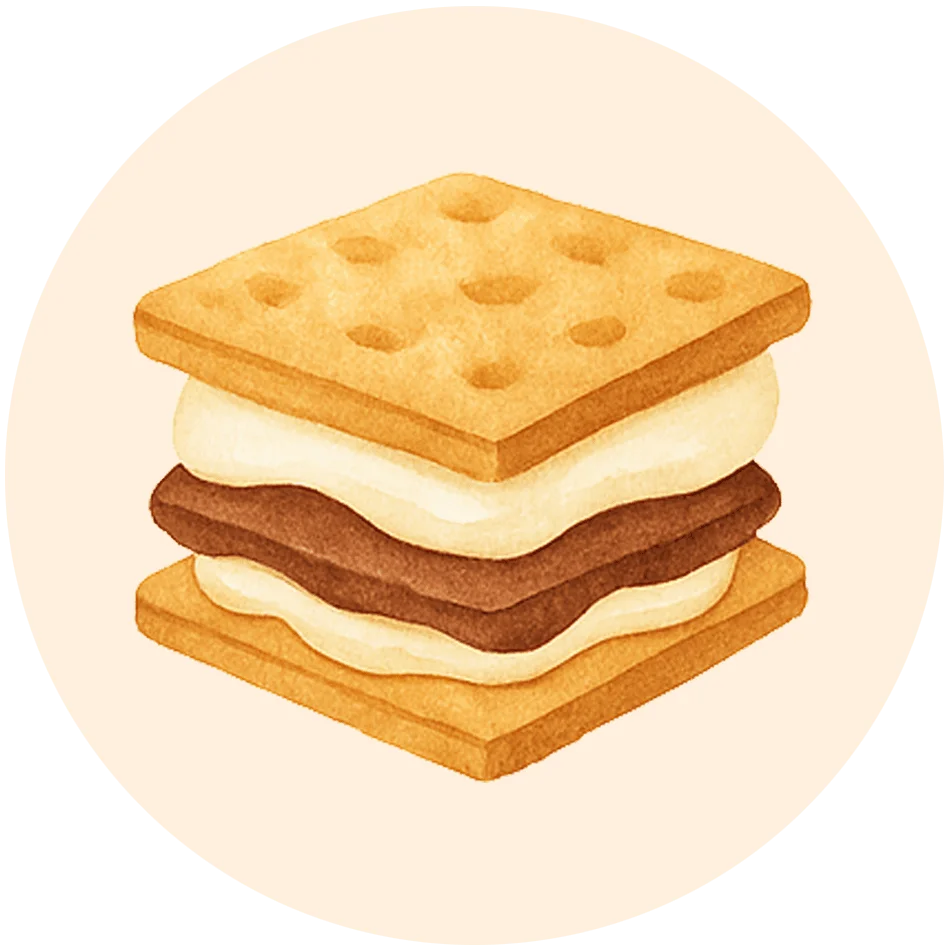 Delightful S'mores Clipart: A Layered Marshmallow Chocolate Graham Cracker Treat