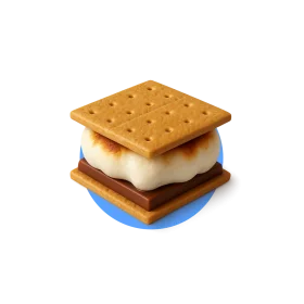Delightful S'mores Clipart: Classic Campfire Dessert Illustration on Blue Background