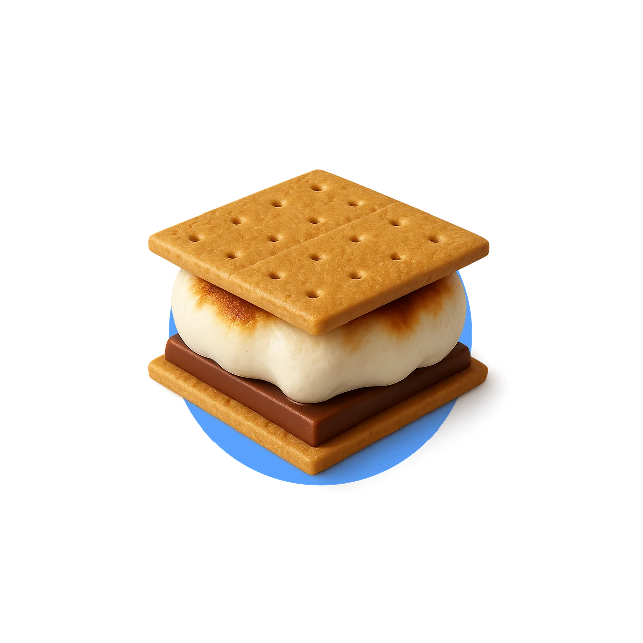 Delightful S'mores Clipart: Classic Campfire Dessert Illustration on Blue Background