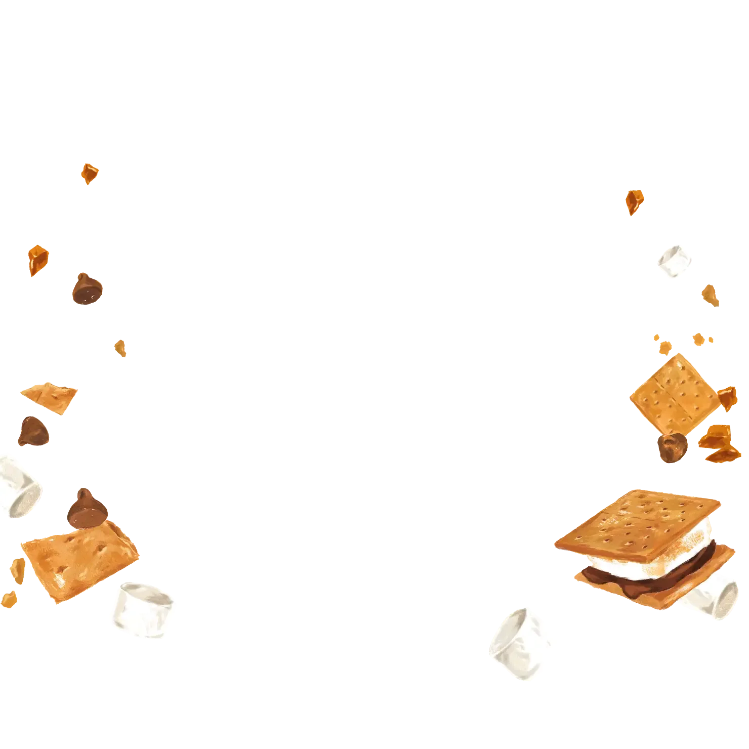 Delightful S'mores Falling Treats Clipart - Marshmallow and Chocolate Delight