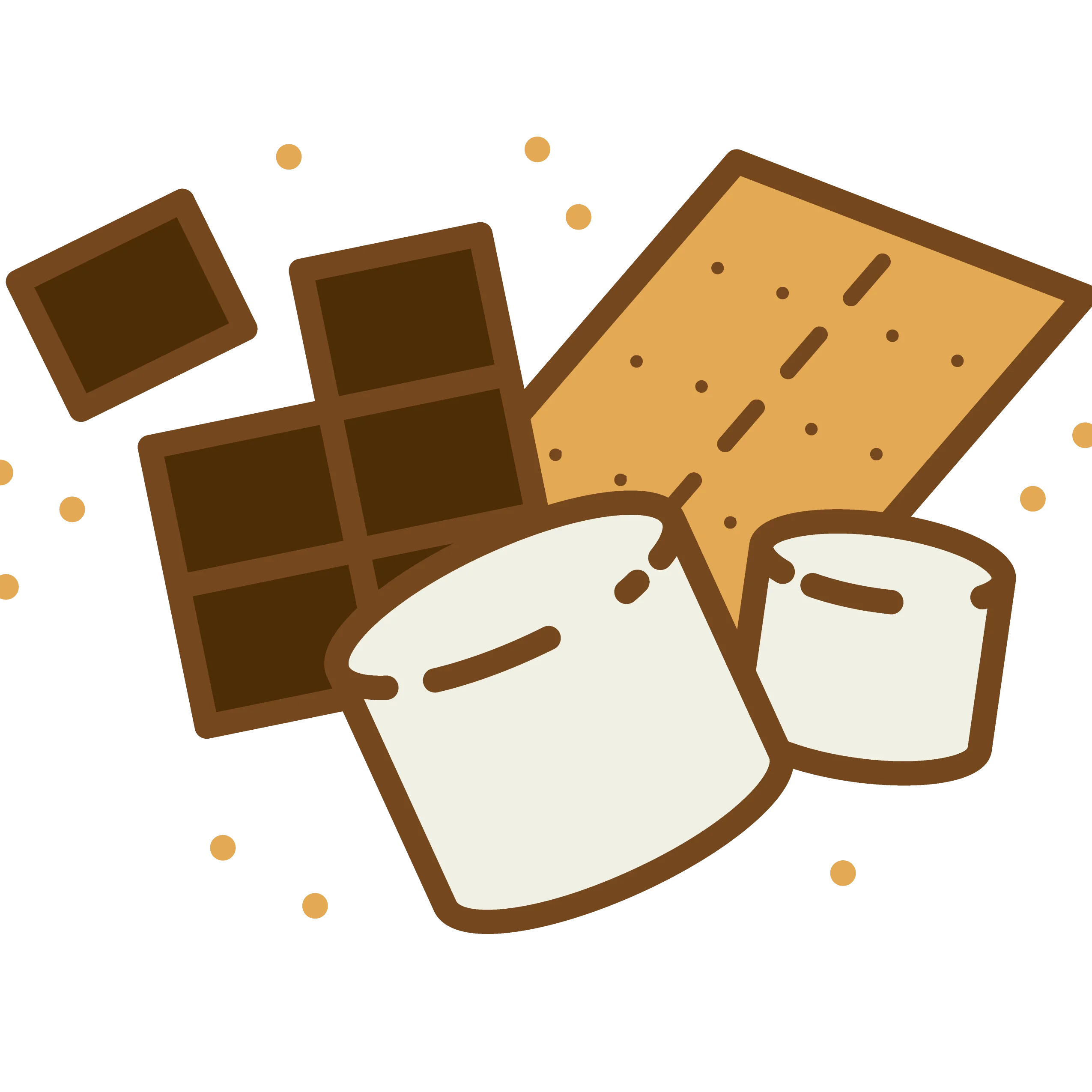 Delightful S'mores Ingredients Clipart: Chocolate, Marshmallows, and Graham Crackers