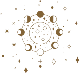 Elegant Lunar Phases Celestial Clipart Design with Geometric Astronomy Elements