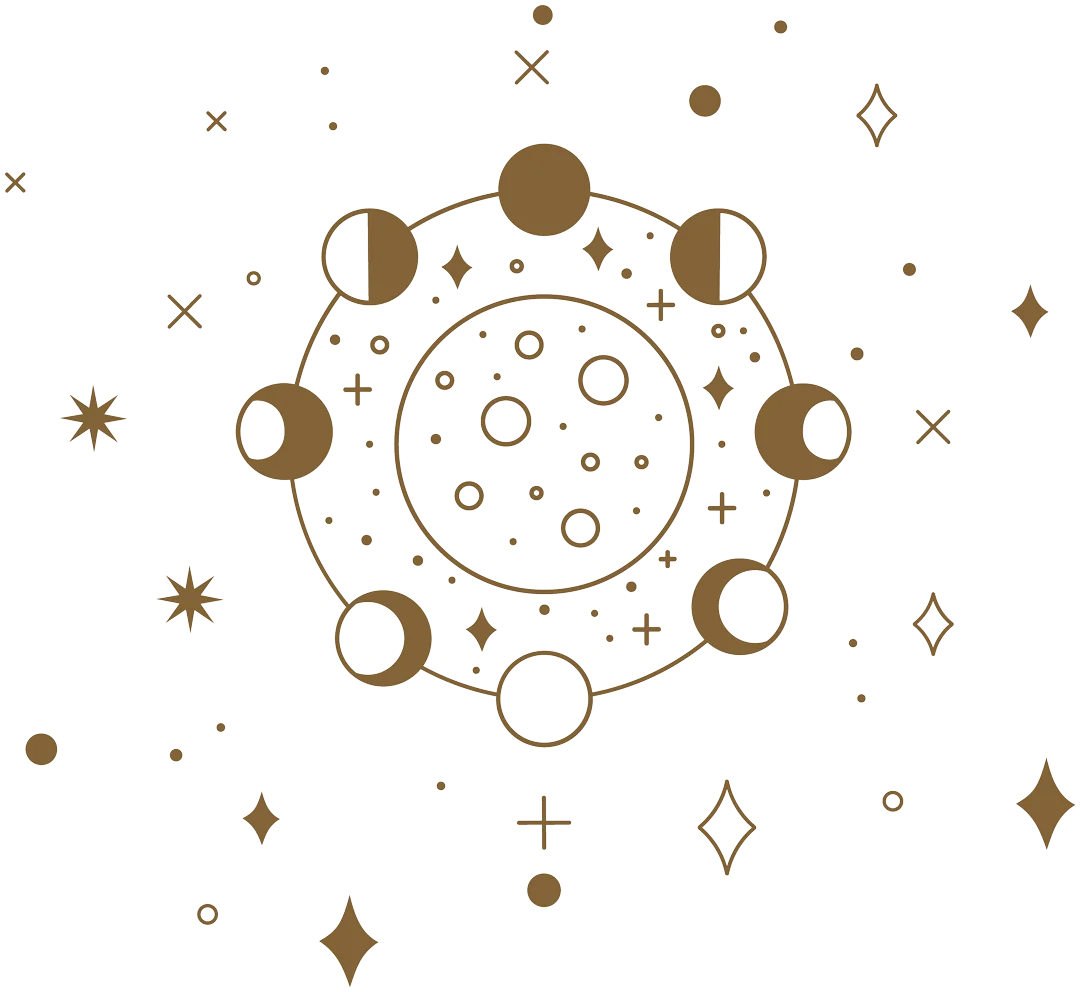 Elegant Lunar Phases Celestial Clipart Design with Geometric Astronomy Elements