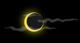 Mystical Lunar Eclipse Silhouette Celestial Clipart Illustration Design