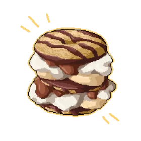 Pixel Art S'mores Dessert Clipart: Gooey Chocolate and Marshmallow Delight