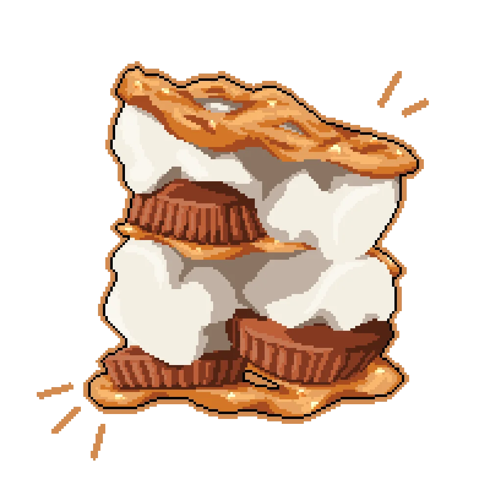 Delectable Pixel Art S'mores Campfire Treat Crispy Marshmallow Clipart Design