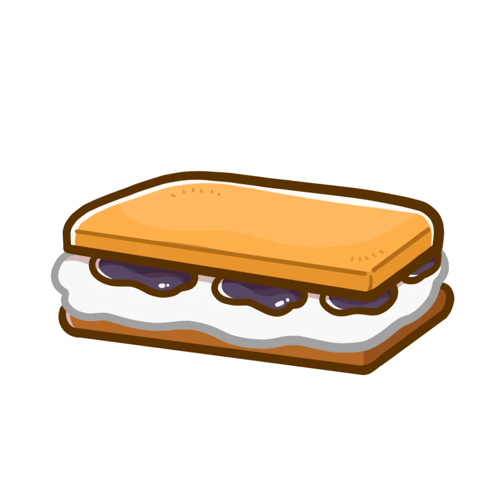 Sweet Campfire Treat Clipart: Gooey Marshmallow and Chocolate Sandwich Delight
