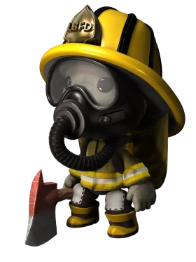 Adorable Cartoon Firefighter Clipart with Protective Gear and Axe