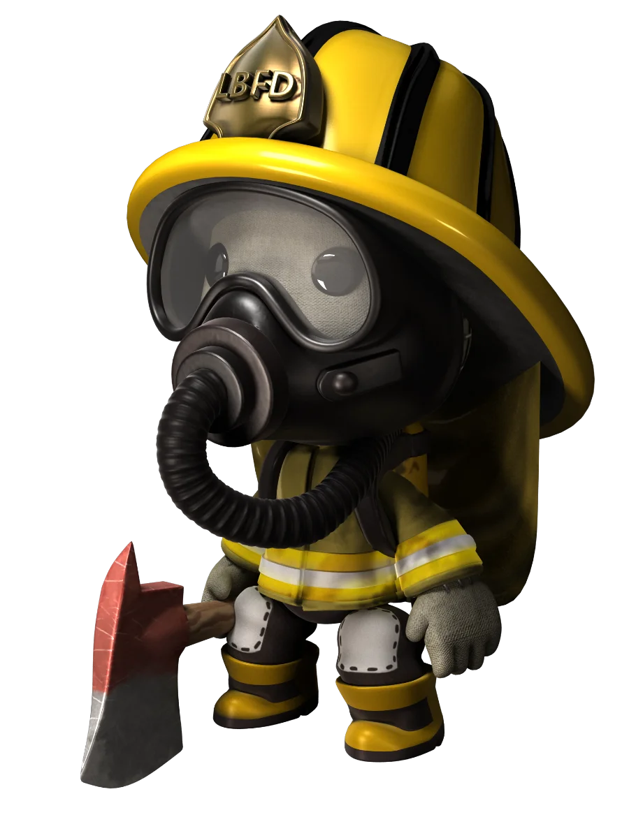 Adorable Cartoon Firefighter Clipart with Protective Gear and Axe