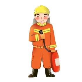 Adorable Firefighter Safety Hero Cartoon Clipart Illustration for Kids