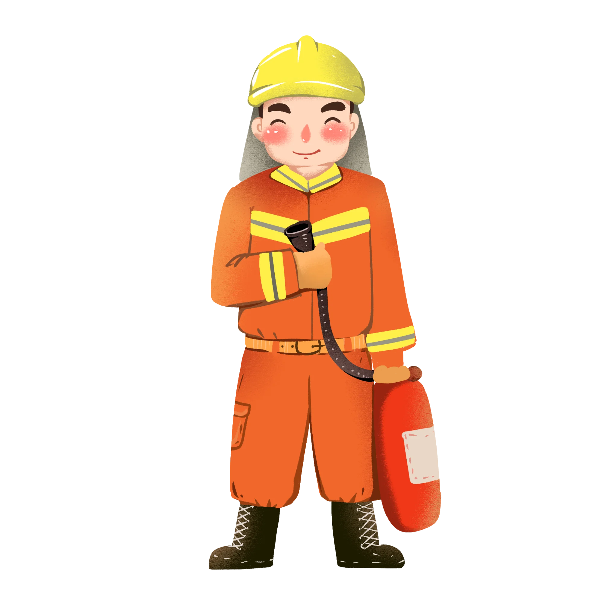 Adorable Firefighter Safety Hero Cartoon Clipart Illustration for Kids