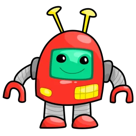 Adorable Friendly Cartoon Robot Clipart with Cheerful Green Screen Face
