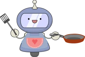 Adorable Robotic Chef Clipart with Playful Cooking Utensils and Heartwarming Design
