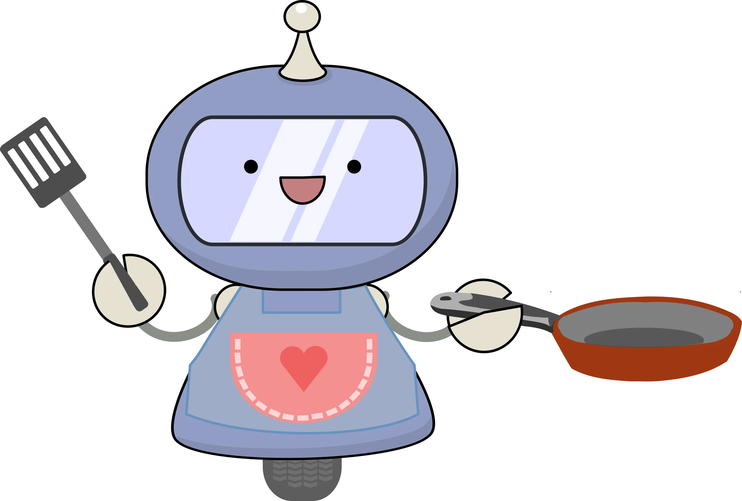 Adorable Robotic Chef Clipart with Playful Cooking Utensils and Heartwarming Design