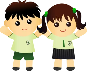 Adorable School Children Clipart Illustration Showing Young Students in Uniform