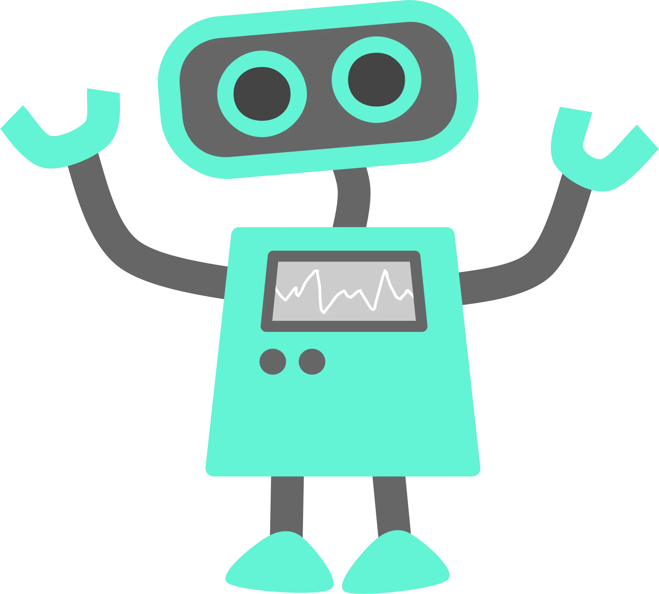 Adorable Teal and Gray Cartoon Robot Clipart with Friendly Demeanor