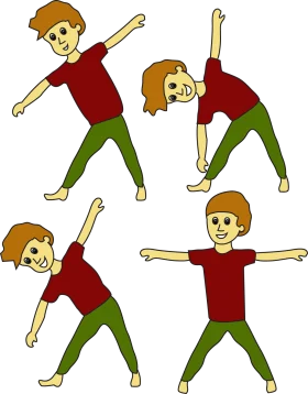 Cheerful Children Performing Jumping Jack Stretching Exercise Clipart Illustration