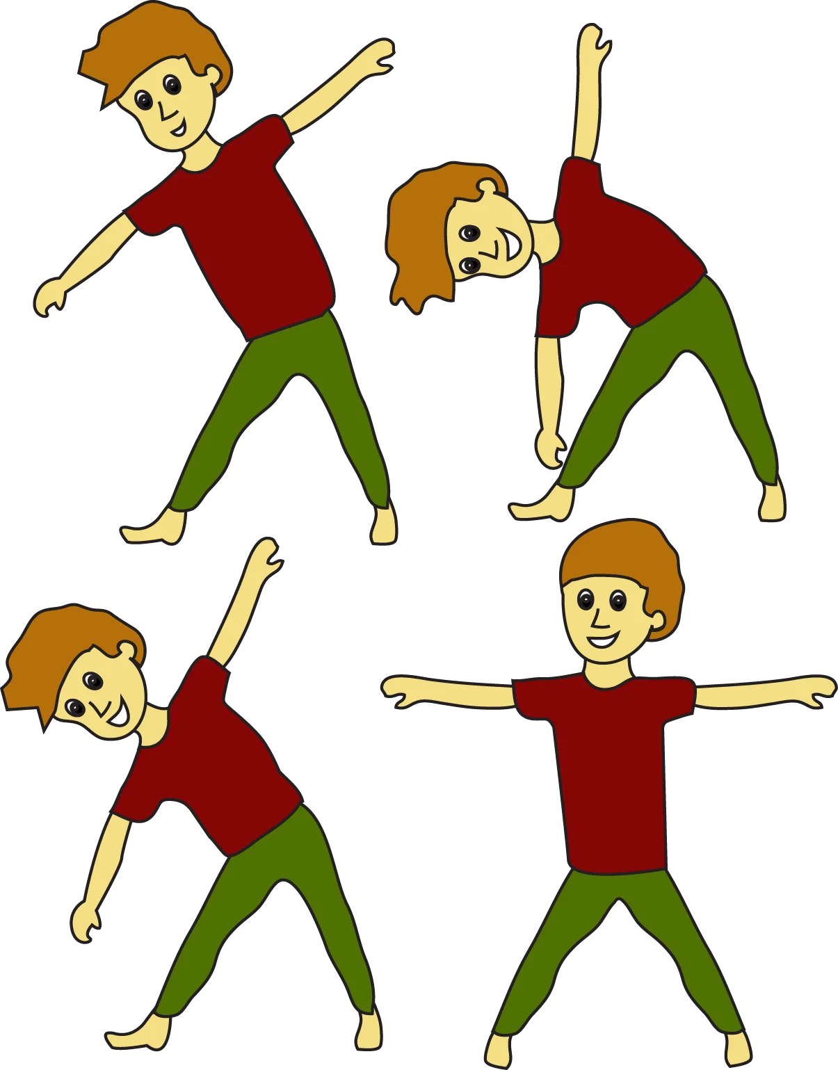 Cheerful Children Performing Jumping Jack Stretching Exercise Clipart Illustration