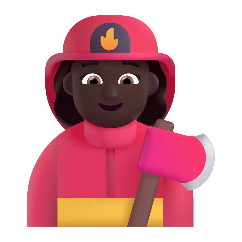Cheerful Female Firefighter Clipart Character with Safety Helmet and Protective Gear