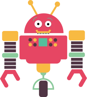 Cheerful One-Wheeled Robot Clipart with Playful Colorful Design