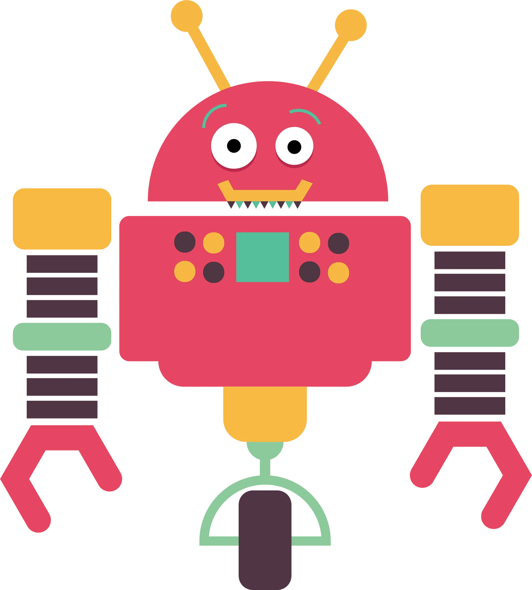 Cheerful One-Wheeled Robot Clipart with Playful Colorful Design