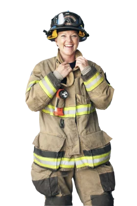Cheerful Professional Firefighter Clipart Illustration in Protective Gear